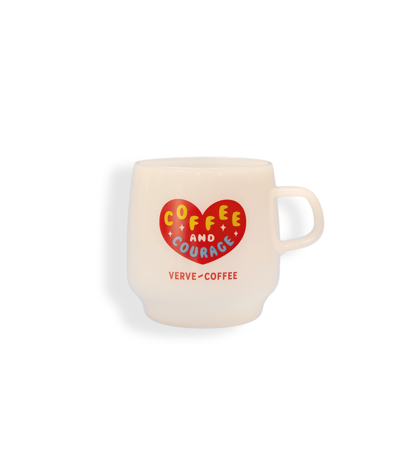 Coffee and Courage Milk Glass Mug
